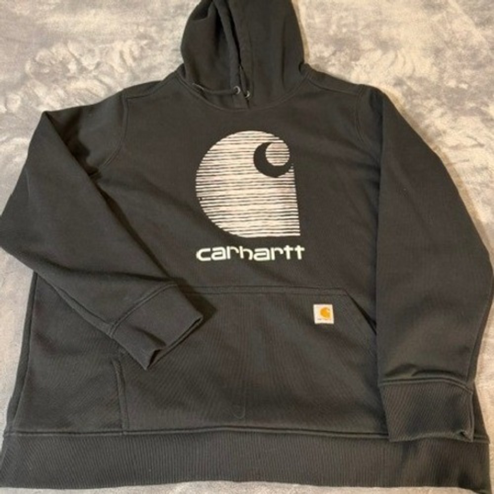 Carhartt Rain Defender Hoodie Black Graphic Logo Relaxed Fit TS5636-W Mens 2X
